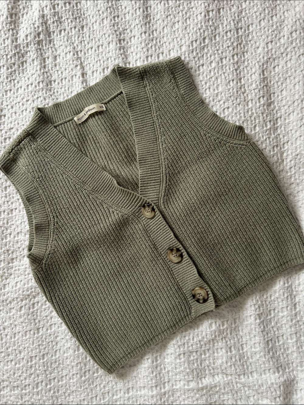 Sage green Knit Vest with buttons